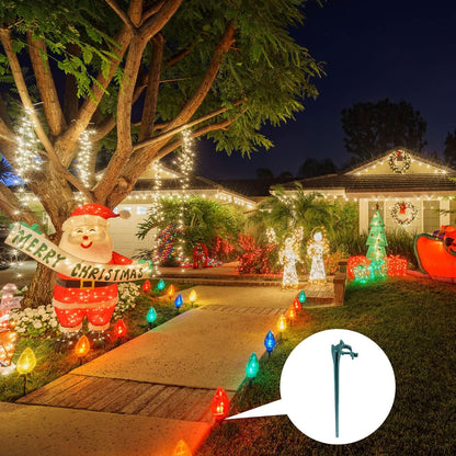Jetec 120 Pieces Christmas Light Stakes Universal Yard Lawn Holiday 7.5 Inches Light Ground Stakes for C7 C9 String Lights Christmas Outdoor Lights Holders on Yards, Driveways (Green)