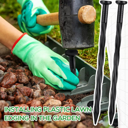 300 Pcs Landscape Edging Stakes Bulk 8 Inch Spiral Landscape Anchoring Spikes Plastic Edging Nails Yard Garden Anchoring Spikes for Weed Barrier Paver Edging Artificial Turf Stakes