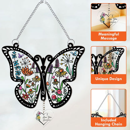 Macorner Gifts for Grandma Acrylic Window Hanging Suncatcher Butterfly, Birthday I Love You, for Nana From Kids Grandkids, Home Decor