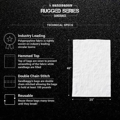 Sandbaggy Large Sandbags - Size: 25" x 40" - Thick Heavy Duty Contractor Bags, Heavy Duty Garbage Bags, Dumpster Bag, Construction Trash Bags, 6 mil (1000 Bags)