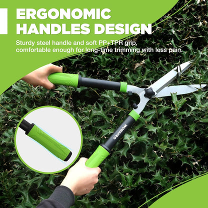 WORKPRO Hedge Shears, 23'' Manual Hedge Trimmers with Chrome Plated Steel Blade & Ergonomic Handle, Home Garden Pruner Hedge Clippers Perfect for Trimming Borders, Boxwood, and Tall Bushes