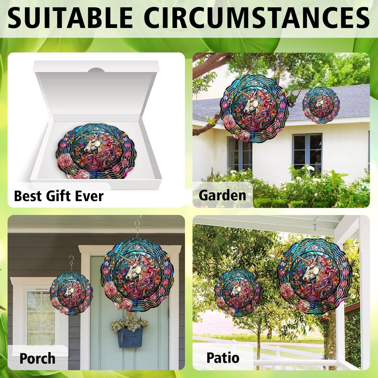 Unicorn Wind Spinner, Unicorn Wind Spinner Hanging for Yard and Garden, Unique Gift Wind Spinner, 3D Hanging Wind Spinner Outdoor