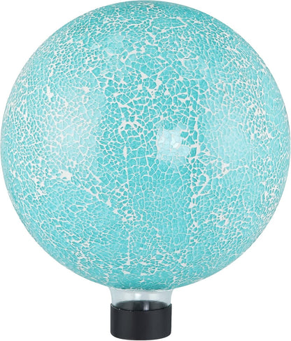 MDLUU Mosaic Gazing Ball, 10-Inch Decorative Gazing Globe, Glass Gazing Sphere for Garden, Outdoor Landscape Decor (Teal Blue)