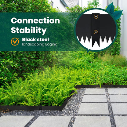 Metal Landscape Edging Galvanized Steel Edging Metal Garden Edging Border 40 Inch Strips 8 Inch Depth Black Steel Landscaping Edge 6-Pack for Lawn Yard Pathway 20 Ft Total (with 6 Clips)