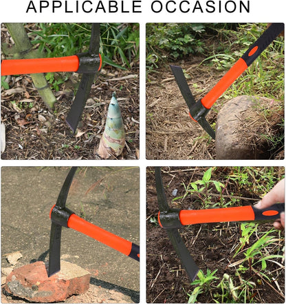 Garden Pick Mattock Fiberglass Handle For Soil Breaking Planting Camping Landscaping Home Excavation Trail Maintenance