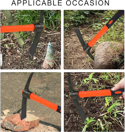 Garden Pick Mattock Fiberglass Handle For Soil Breaking Planting Camping Landscaping Home Excavation Trail Maintenance
