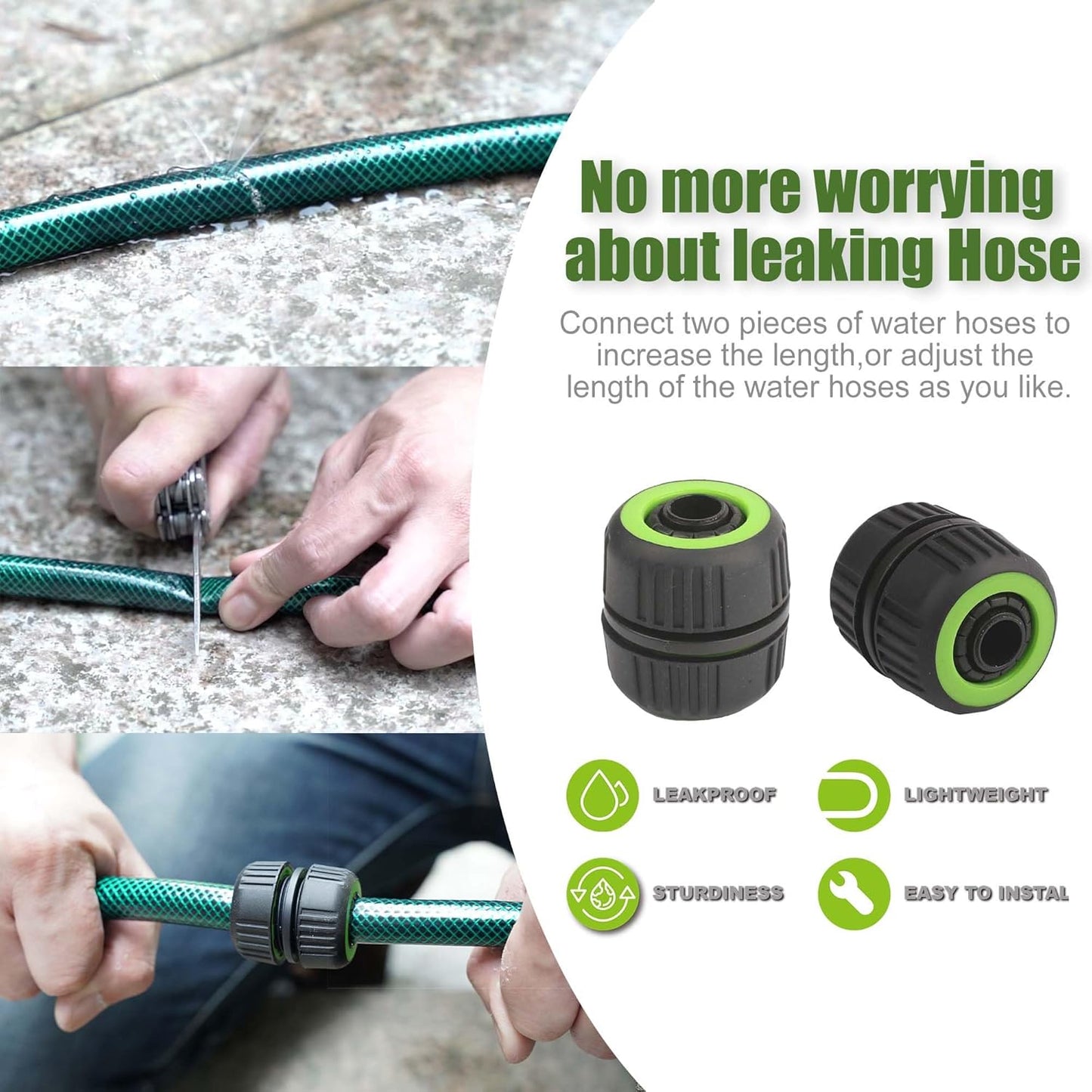 Garden Hose Durable for Patio Cleaner: Heavy Duty 15 FT 1/2 Inch PVC Hose with GHT Fittings for High-Pressure Watering Tasks