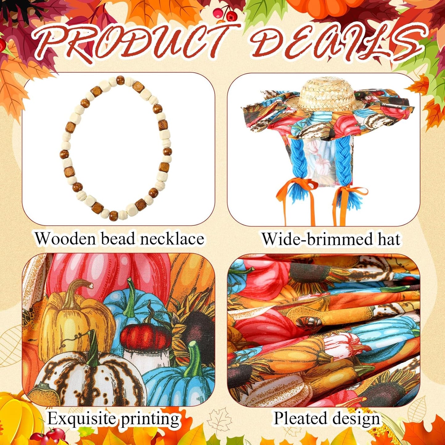 Fall Thanksgiving Goose Outfit Sunflower Porch Goose Costume with Hat Necklace for 23 Autumn Patio Yard Lawn Decor(Multicolor Sunflower)