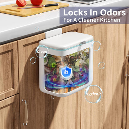 Compost Bin Kitchen for Countertop or Under Sink, 2.6 Gallon Hanging Small Trash Can with Lid