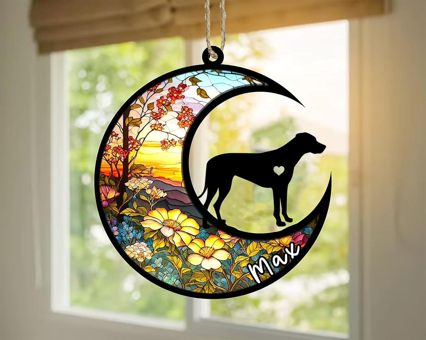 Personalized Dog Memorial, Custom Name Rhodesian Ridgeback Dog Christmas Ornament with Name, Custom Breeds, Pet Loss Light Catcher, Gifts for Lovers Loss of Pet Sympathy on Mothers Day Christmas