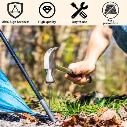 Landscape Fabric Pins, 150 Pack 6-Inch G-Shaped, Garden Galvanized Stakes, Hammer and Gloves Pair, Rust-Resistant Garden Pins for Securing Weed Barrier Fabric, Ground Cover, Irrigation Tubing