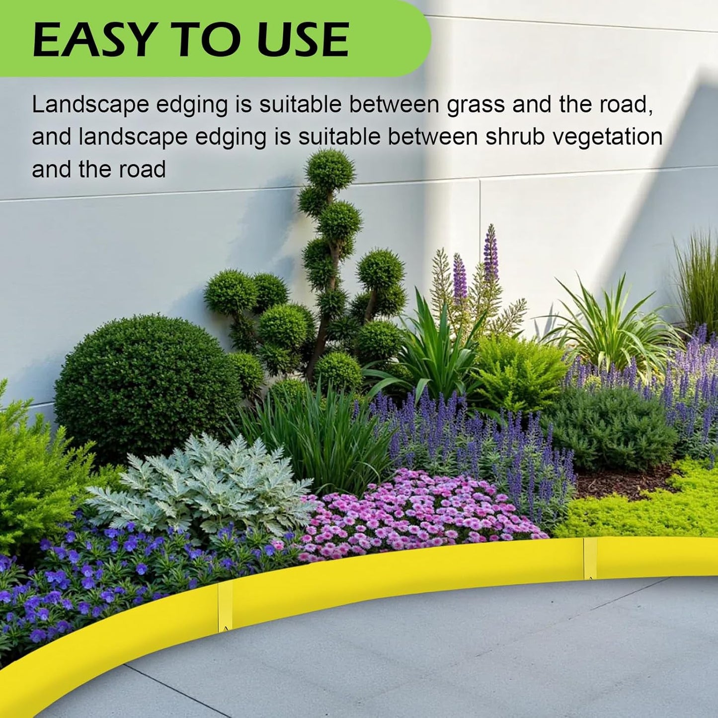 Landscape Edging Kit, Galvanized Steel Edging Landscape Lawn Edging Powder for Lawn Yard, Coated Bendable Metal Strips, No-Dig Hammer-in Edging Border w/Clips (8 INCH 6 PCS, Gold)
