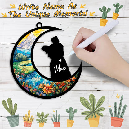Yorkshire Terrier Suncatcher, Personalized Pet Loss Gift with Name & Date, Heart-Shaped Crystal Sun Catcher, Dog Remembrance Sympathy Rainbow Maker for Window & Garden