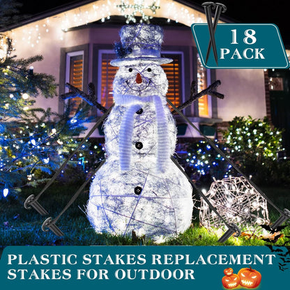 Vicenpal 18 Pcs 7 Inch Plastic Yard Stakes Inflatables Heavy Duty Plastic Garden Stakes for Tent Ground Replacement Outdoor Fence Lawn Pegs Landscape Staples Halloween Christmas Decorations (Black)