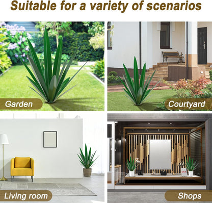 Homight Large Agave Sculpture Rustic Metal Agave Plant Outdoor Interior Decoration Outdoor Lawn Decoration Yard Wooden Posts Matching Garden Suitable for Patio