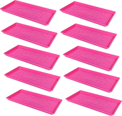 SUNPACK 10" x 20" Heavy Duty Shallow Plastic Seed Starting Tray, Magenta, 1" (Pack of 10) - No Drainage Holes, Perfect for Greenhouses or Indoor Gardening