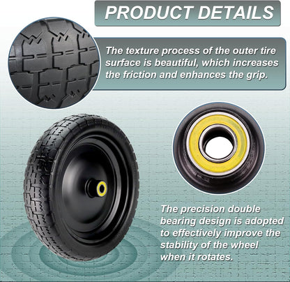 13"Garden Cart Tire Replacement for 13" Flat-Free Tire and Wheel with 5/8" Axle Borehole, 2.1" Offset Hub, 3.15" Wide Tires Used for Wheelbarrow Garden Cart and Trolleys, 4-Pack by Cenipar