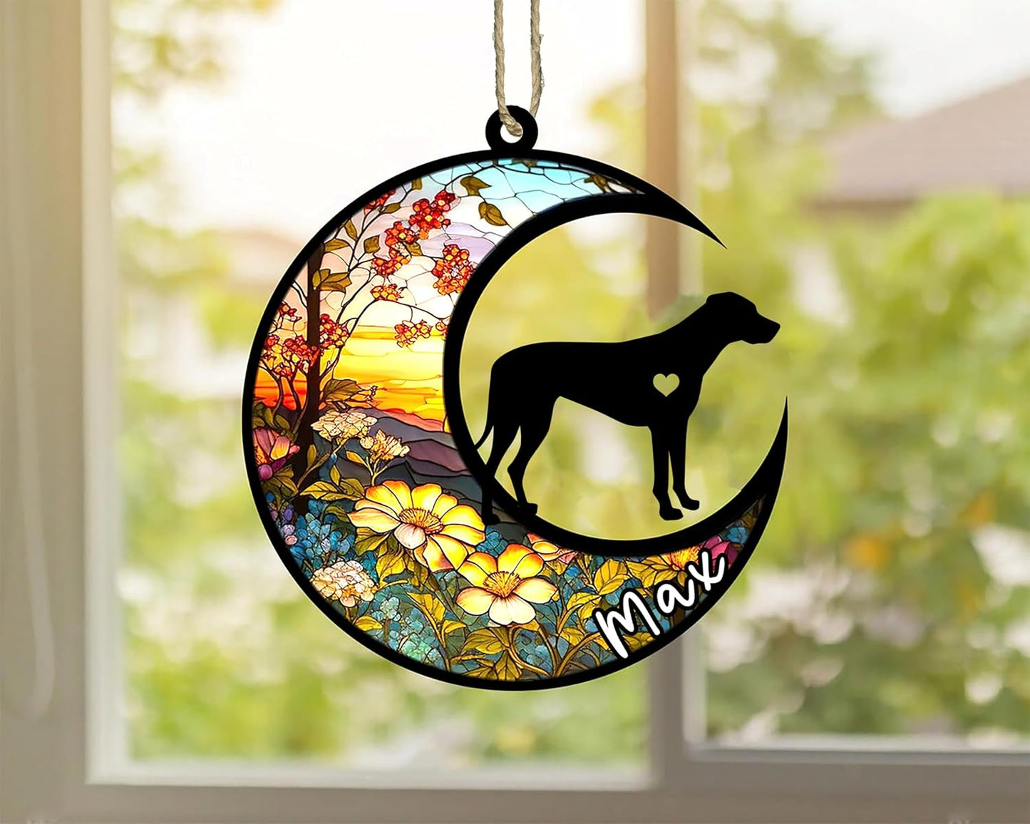 Personalized Dog Memorial, Custom Name Rhodesian Ridgeback Dog Christmas Ornament with Name, Custom Breeds, Pet Loss Light Catcher, Gifts for Lovers Loss of Pet Sympathy on Mothers Day Christmas