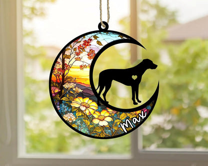 Personalized Dog Memorial, Custom Name Rhodesian Ridgeback Dog Christmas Ornament with Name, Custom Breeds, Pet Loss Light Catcher, Gifts for Lovers Loss of Pet Sympathy on Mothers Day Christmas