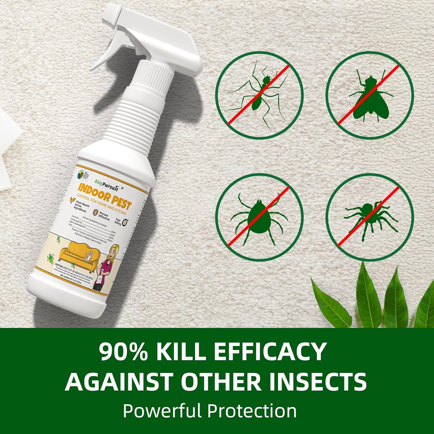 Bed Bug Spray 16 Oz, Carpet Beetle Killer, Indoor & Outdoor Bug Control for Bug Egg, Mite, Ant, Spider and Flea, Plant Extract Based Non Toxic Bed Bug Killer, Child & Pet Safe