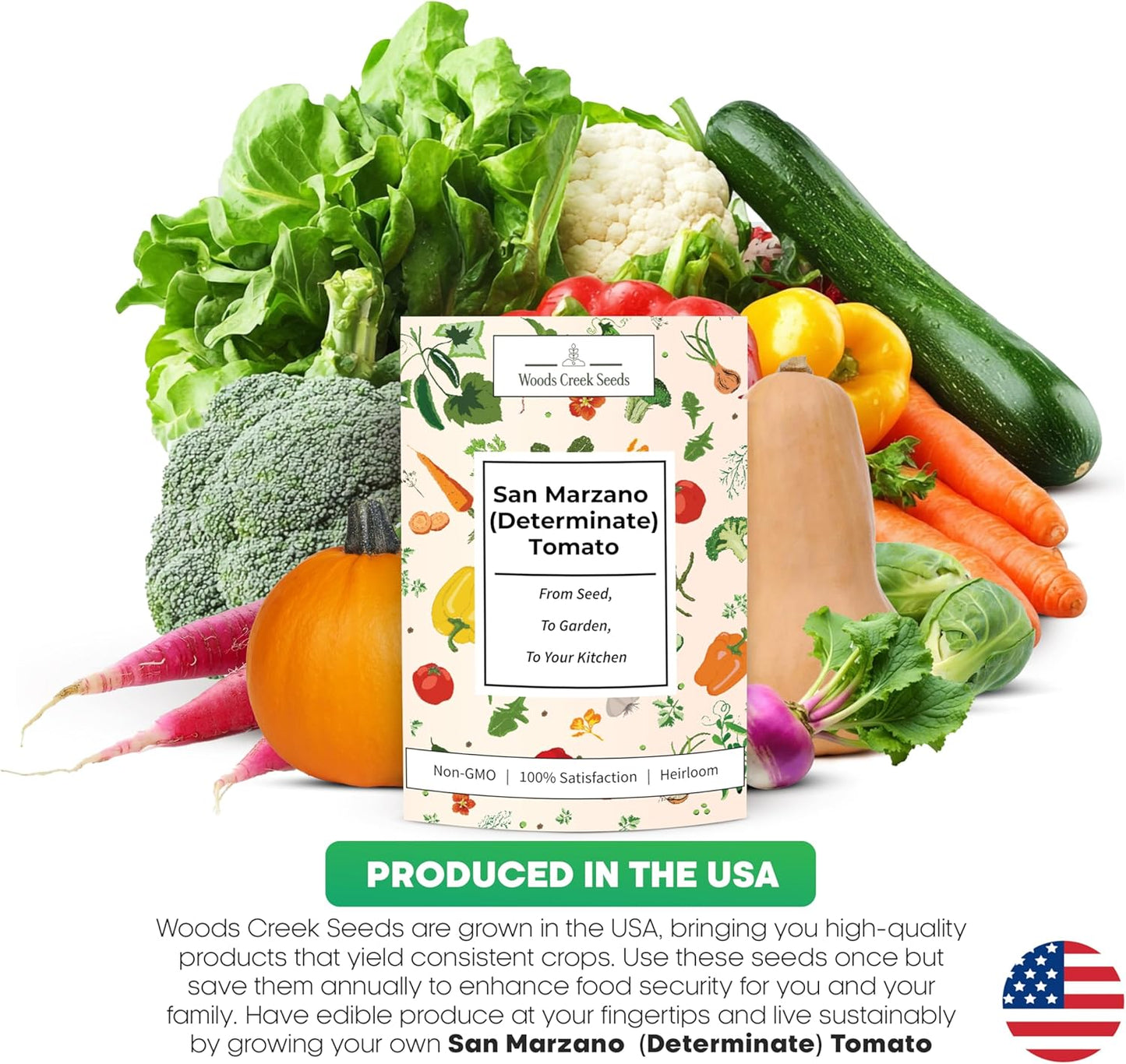 Woods Creek Seeds: San Marzano Tomato Seeds for Planting - Heirloom Tomato Seeds for Planting Outdoors, Indoors, Patio or Home Plant Garden - Non-GMO Seed Pack of Tomatoes for Italian Paste Variety