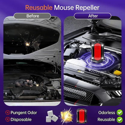 Rodent Repellent for Car Engines, buzzkick 3 in 1 Ultrasonic Pest Repeller for Outside Rat Deterrent Outdoor Indoor Electronic Mouse Repellent Devices Keeping Rodents Out of Car House(2 Pack)
