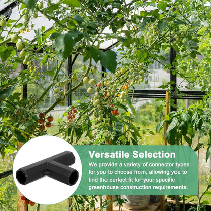 12 Pcs 11mm Greenhouse Frame Building Connectors, 3 Way Flat Pipe Fitting for Grape Trellis/Sunscreen Shed/Gardening Plant Stakes, Greenhouse Accessories [Black]