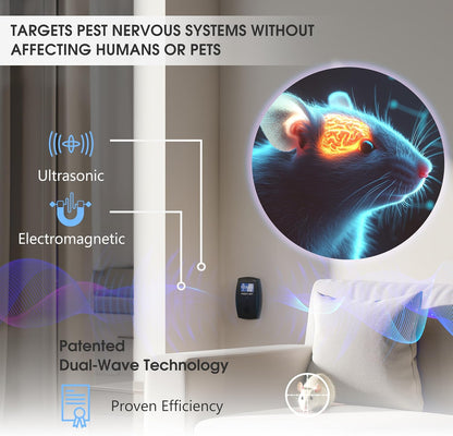 2025 Powerful Ultrasonic Pest Control Plug-in Device with LCD – Electronic Indoor/Outdoor Rodent Deterrent for Mice, Rats, Bats, Squirrels – Sound and Electromagnetic Wave-Based Technology