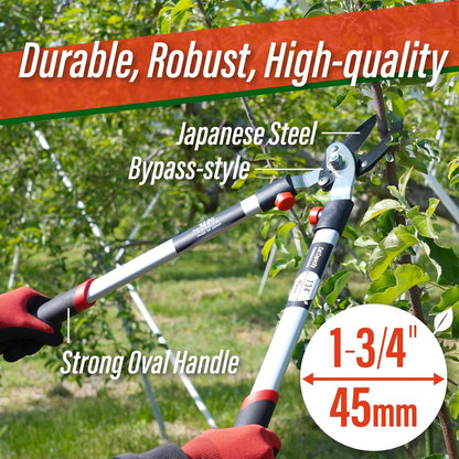 SUIZAN Bypass Hand Loppers 25" - Professional Japanese Branch Cutter Lightweight Compact Tree Trimmer Gardening Tools