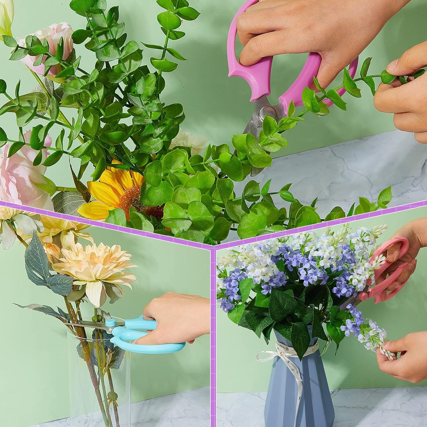 12 Pcs Gardening Tools Flower Scissors Flower Bar Supplies Pastel Rainbow Color Pruning Scissors Floral Shears Stainless Steel Garden Clippers Cutters for Branches Leaves, Gift for Women(Fresh Color)