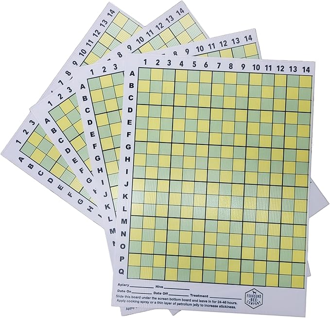 Varroa Mite Counting Board for Monitoring Mite Drop or Closing Off Screened Bottom Board (4-Pack) (10-Frame)