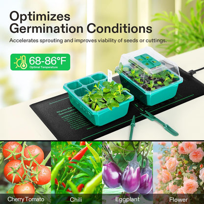 VIVOSUN 2 Pack Durable Waterproof Seedling Heat Mat 10" x 20.75" UL & MET-Certified Warm Hydroponic Heating Pad for Germination, Indoor Gardening, Greenhouse