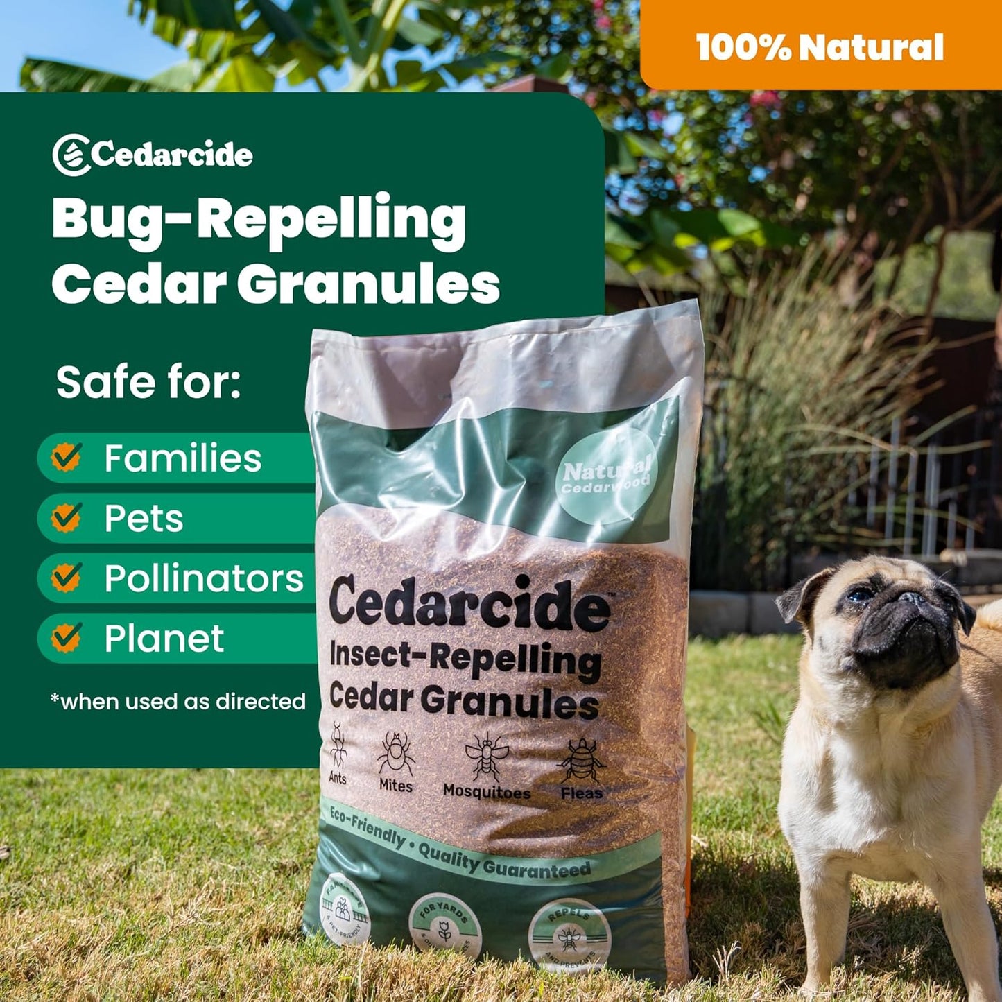 Cedarcide Lawn, Home & Garden Cedar Granules | Repels Fleas, Ticks, Ants & Mosquitoes | Smells Great, Easy to Use | Family & Pet Safe | 2 Bags (16 Lbs)