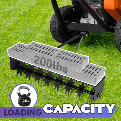 Manual Lawn Aerator Tow Behind, 32" Heavy Duty Core Aerator Lawn Tool for Effective Soil Aeration, Plug Aerator with Universal Hitch, Rolling Lawn Aerator, Black