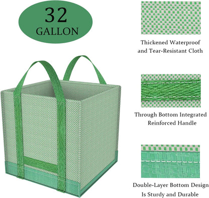 32 Gallons Reusable Garden Waste Bags, Yard Waste Bags, Lawn/Leaf Bags, Heavy Duty Gardening Bags, Integrated Reinforced Handle, Suitable for Collecting Leaves, Pruning Bushes(2-Pack 32Gallons)