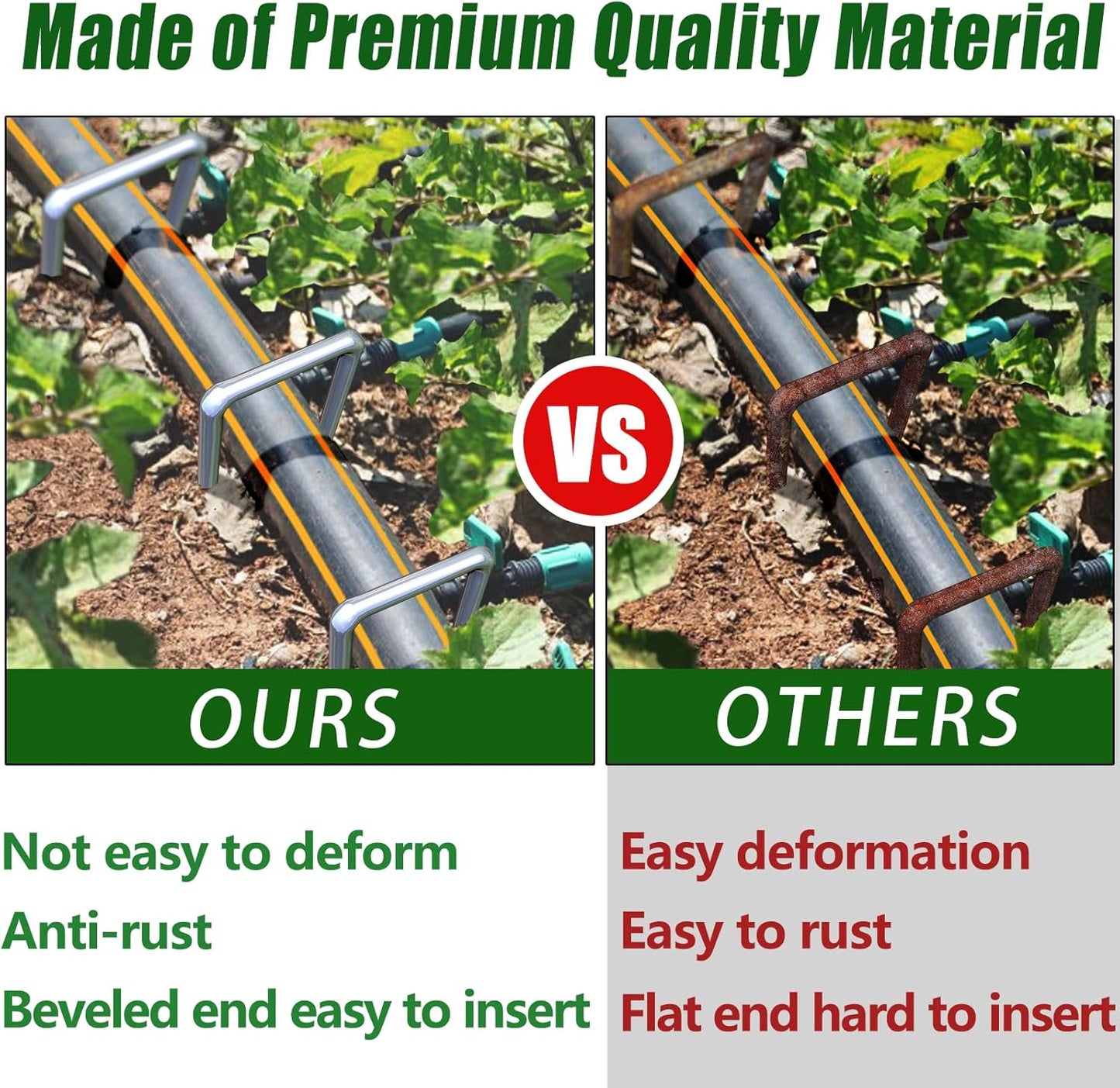 50 Pack Landscape Staples 4 Inch Garden Stakes Galvanized Garden Staples Pins Anti-Rust Ground Stakes for Weed Barrier, Irrigation Tubing, Landscaping Fabric, Yard Lawn