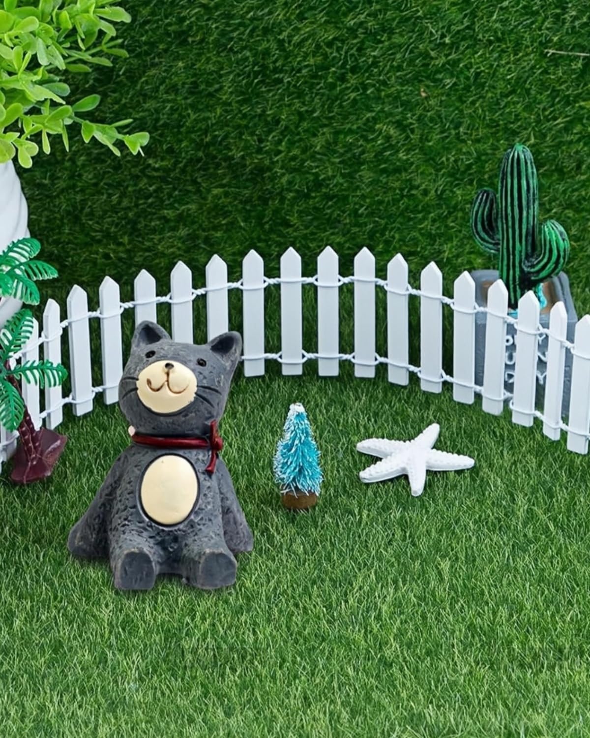 35 Inches Mini Wooden Fairy Garden Fence, DIY Miniature Picket Fence for Fairy House Decor, Small Garden Border, Dollhouse Accessories & Outdoor Fairy Gardens
