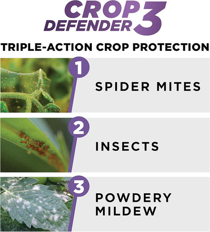 Grower's Ally Crop Defender 3 Concentrate 1 gal | Natural, Safe & Organic Insecticide & Fungicide Control for Plants - Powdery Mildew, Spider Mites & Russet Mite Killer