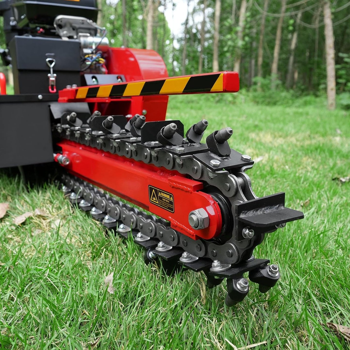 429cc 14HP Kohler Gas Powered E-Start Cable Ditching Mini Trencher,24'' Trench Depth, 27pcs Carbide Alloy High-Pressure Teeths,TCR1500 (Red)