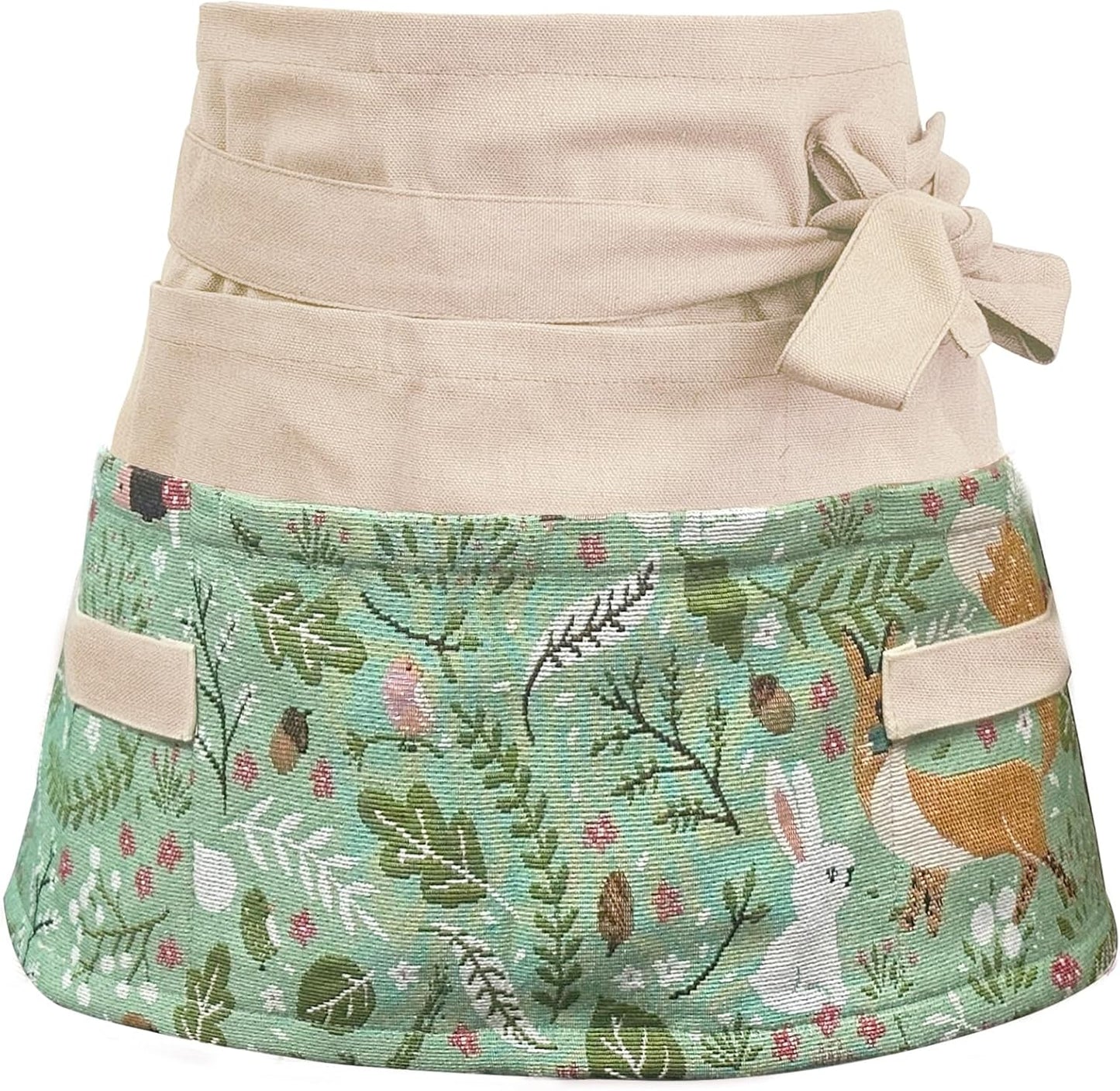 Garden Apron for Woman, Serve Apron Cute, Flora Half Apron with 8 Pockets, Valentines Gift for Mom Wife Girlfriend