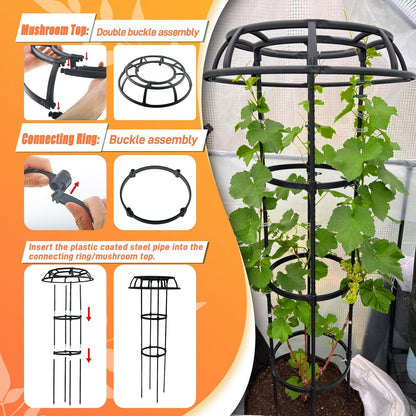 65 Inch Garden Trellis for Climbing Plants Outdoor, Mushroom Top Trellis for Potted Plants, Vines, Roses, Clematis, and Vegetables, Plant Trellis Support 1 Pack