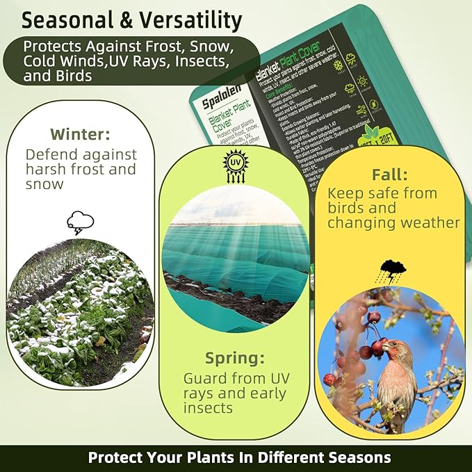 Plant Covers Freeze Protection, 10ft X 30ft Floating Row Cover 1.47 oz/yd² Fabric, Garden Frost Cloth Frost Blanket Plant Frost Covers for Outdoor Winter Frost/Sun Pest Protection - Green