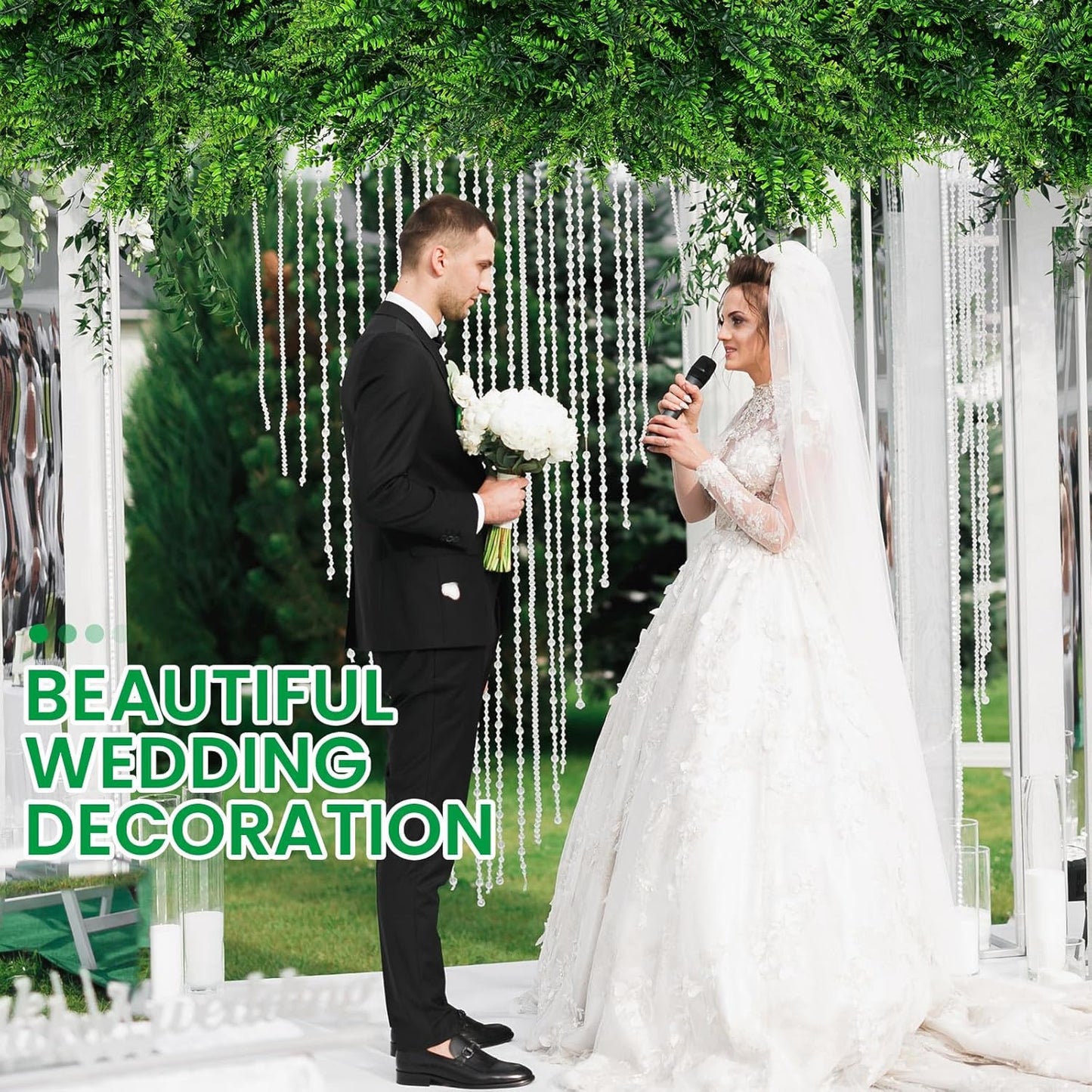 Geosar 104 Pcs Artificial Hanging Plants 32 Inch Hanging Boston Ferns Plastic Fake Plants for Wall Room Garden Wedding Garland Indoor Outdoor Decoration, No Basket