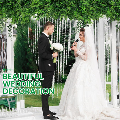Geosar 104 Pcs Artificial Hanging Plants 32 Inch Hanging Boston Ferns Plastic Fake Plants for Wall Room Garden Wedding Garland Indoor Outdoor Decoration, No Basket