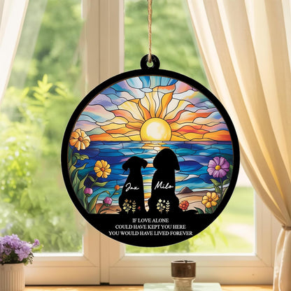 Personalized Dog Memorial Ornament with Name & Breed, Custom Pet Loss Gift, in Loving Memory Pet SunCatcher, Sympathy Gifts for Dog Lovers, Rainbow Window Decoration