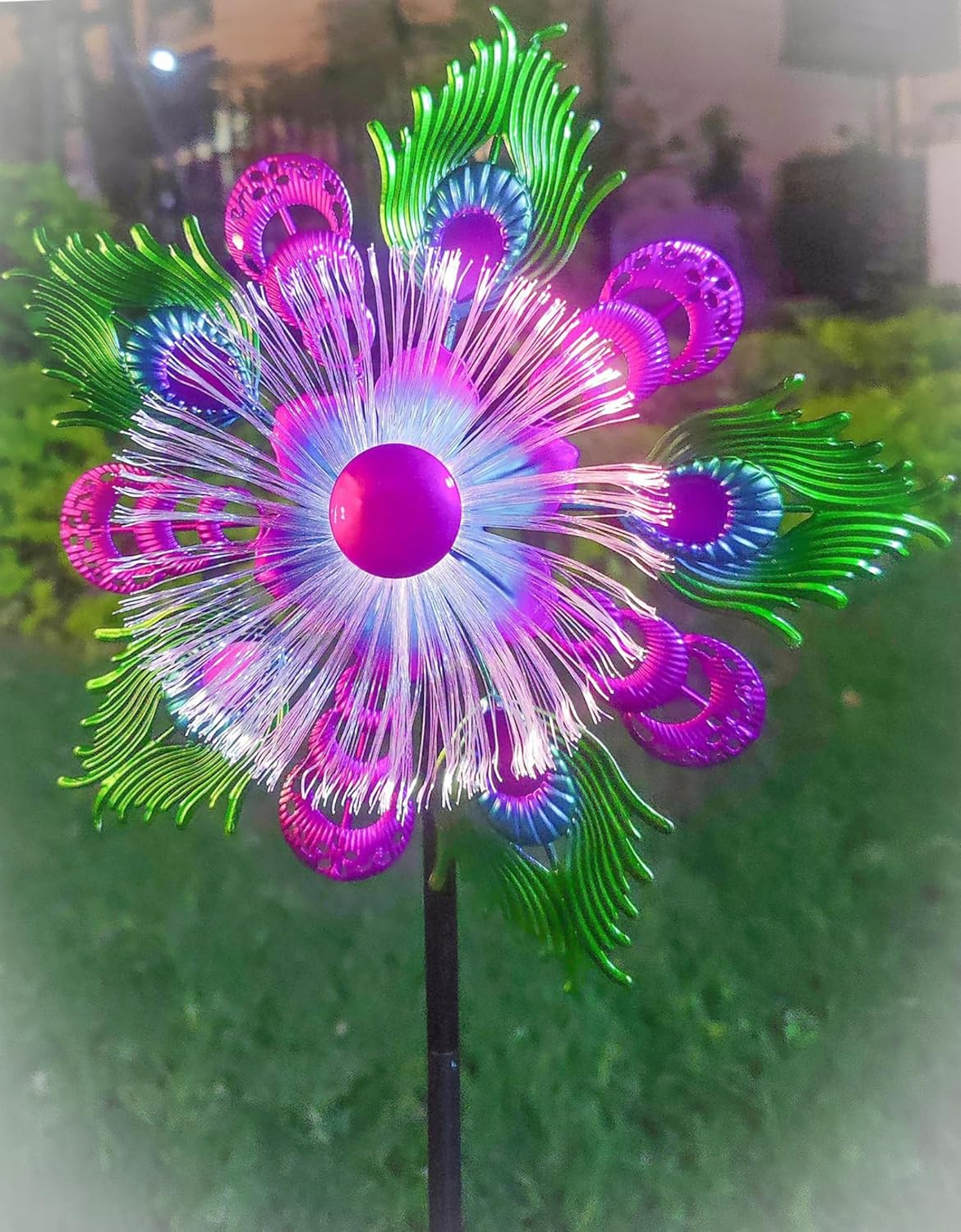 Solar Peacock Wind Spinners for Yard and Garden, 40 Inch Solar Windmill Garden Whirligig Kinetic Spinners Decor for Lawn,Patio&Yard, Metal Whirligigs Purple Wind Spinners Outdoor