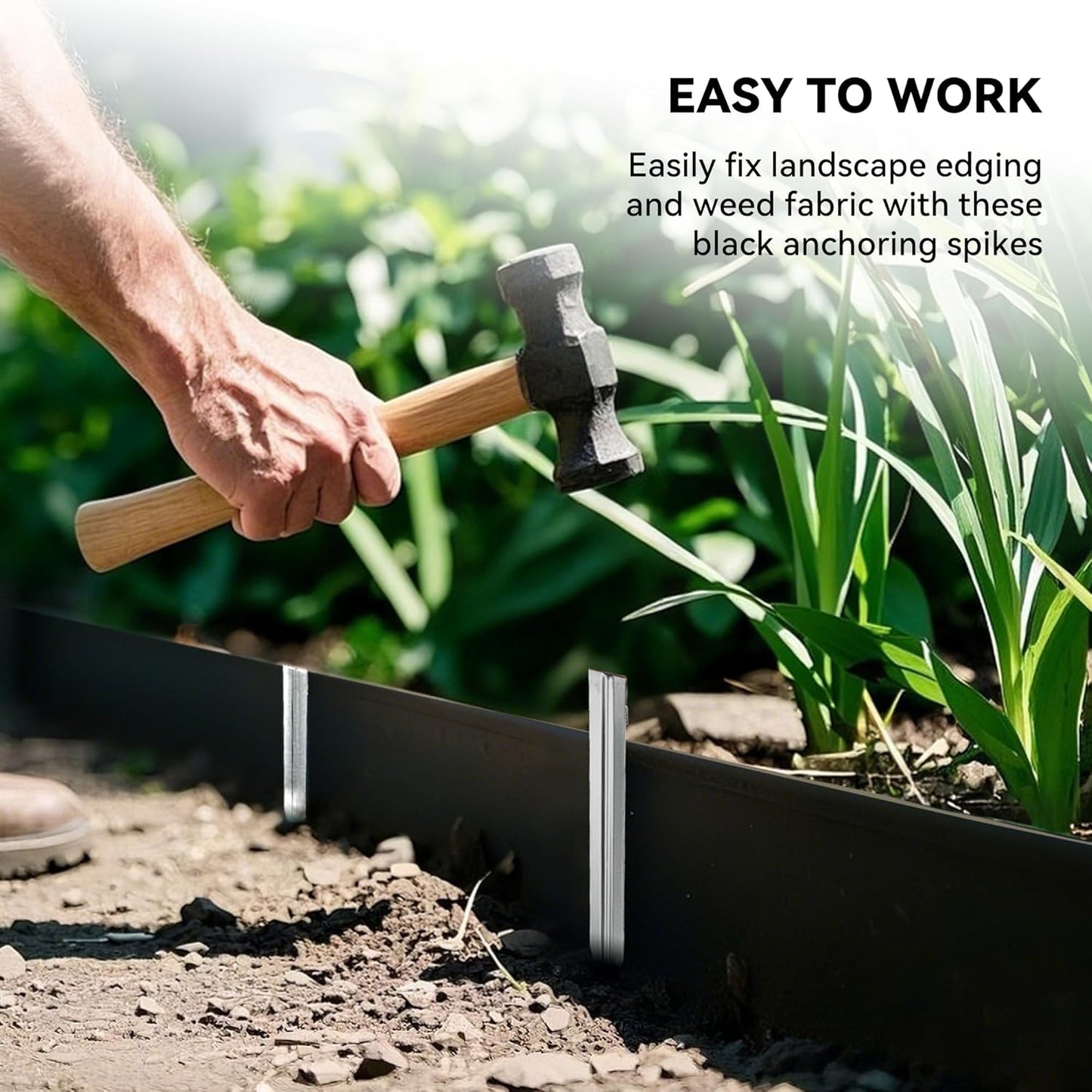 Worth Landscape Edging Stakes, 13Pcs 8Inch Corrugated Metal Garden Stakes Galvanized Steel Bender Board Anchoring Spikes, Silver