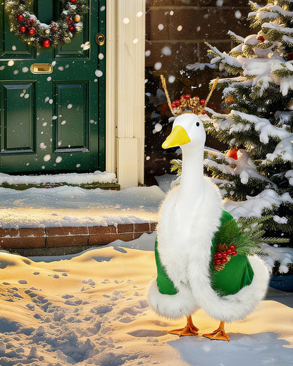 Christmas Porch Goose Outfits - Green Cape Custome Set for 23 inch Porch Goose, Christmas and Winter Outdoor Decor for Lawn, Yard & Garden