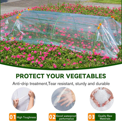 Greenhouse Plastic Sheeting- 6 mil Clear Plastic Sheeting -Waterproof Cover, UV Resistant Poly Tarp Hoop Covering for Farms Greenhouse Garden Outdoor, 12x25 FT