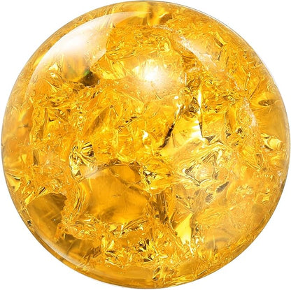 uxcell 40mm/1.6" Crystal Sphere Ball Ice Cracked Glass Solid Decorative Sphere Crystal Ball Prop Ornament for Feng Shui Divination Fortune Telling Tabletop Fountain Decoration, Amber